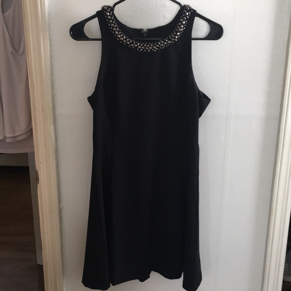 Black high neck dress